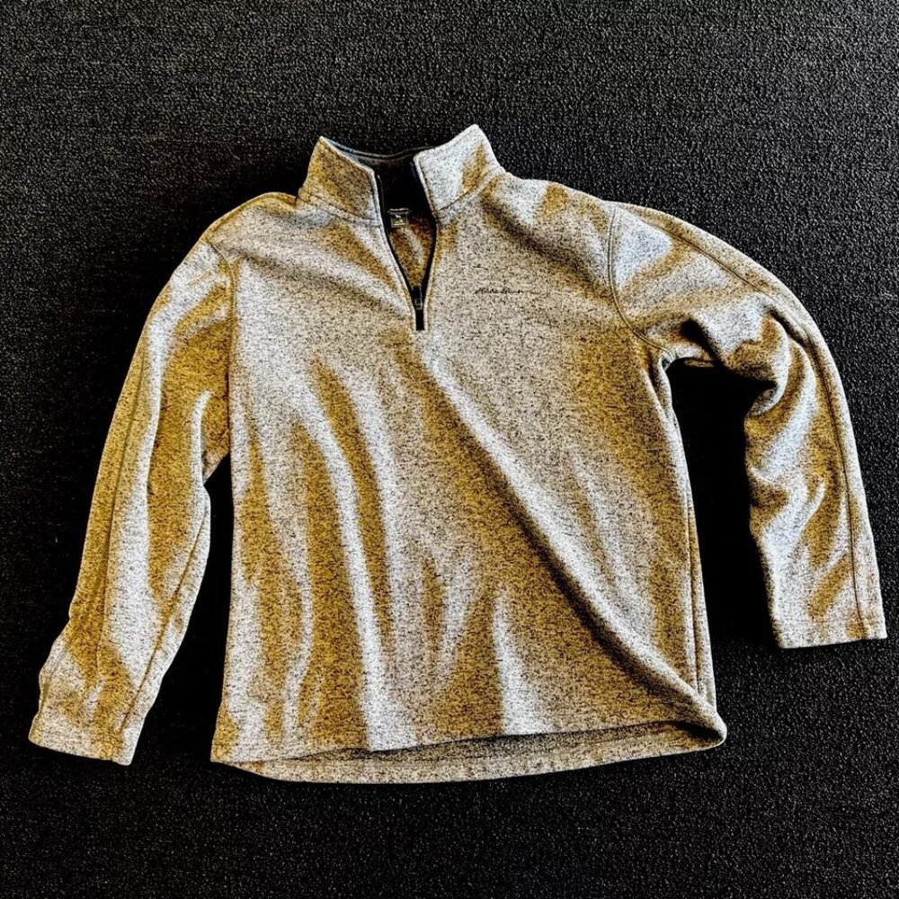 Eddie Bauer Mens XL Sweater Shirt 1/4 Zip Pullover Heather Gray